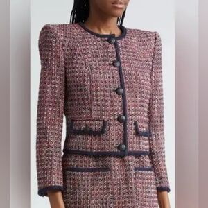 NWOT Veronica Beard Chic Tweed Jacket Black, Red, White Signature Buttons Sz 4